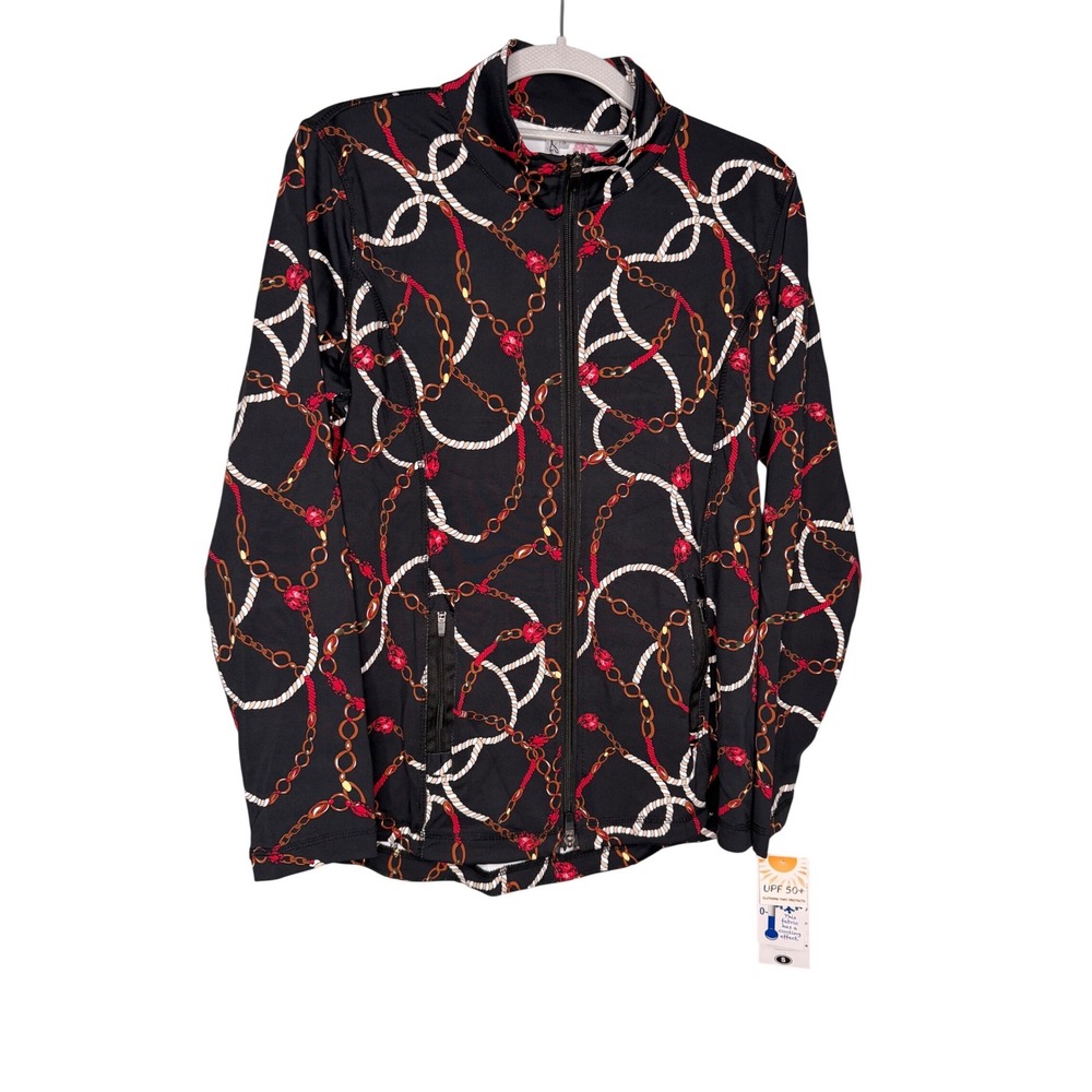 NWT Lulu-B Black Nautical Rope Equestrian long Sleeve top‎ UPF50+ Sun Protection